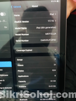 iPad 6th Generation 2018 Model WiFi USA Variant 32GB